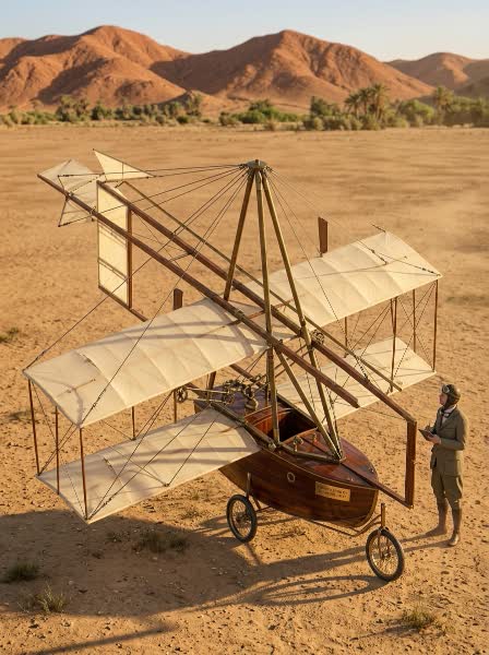 Historic illustration of Jacob Brodbeck's flying machine
