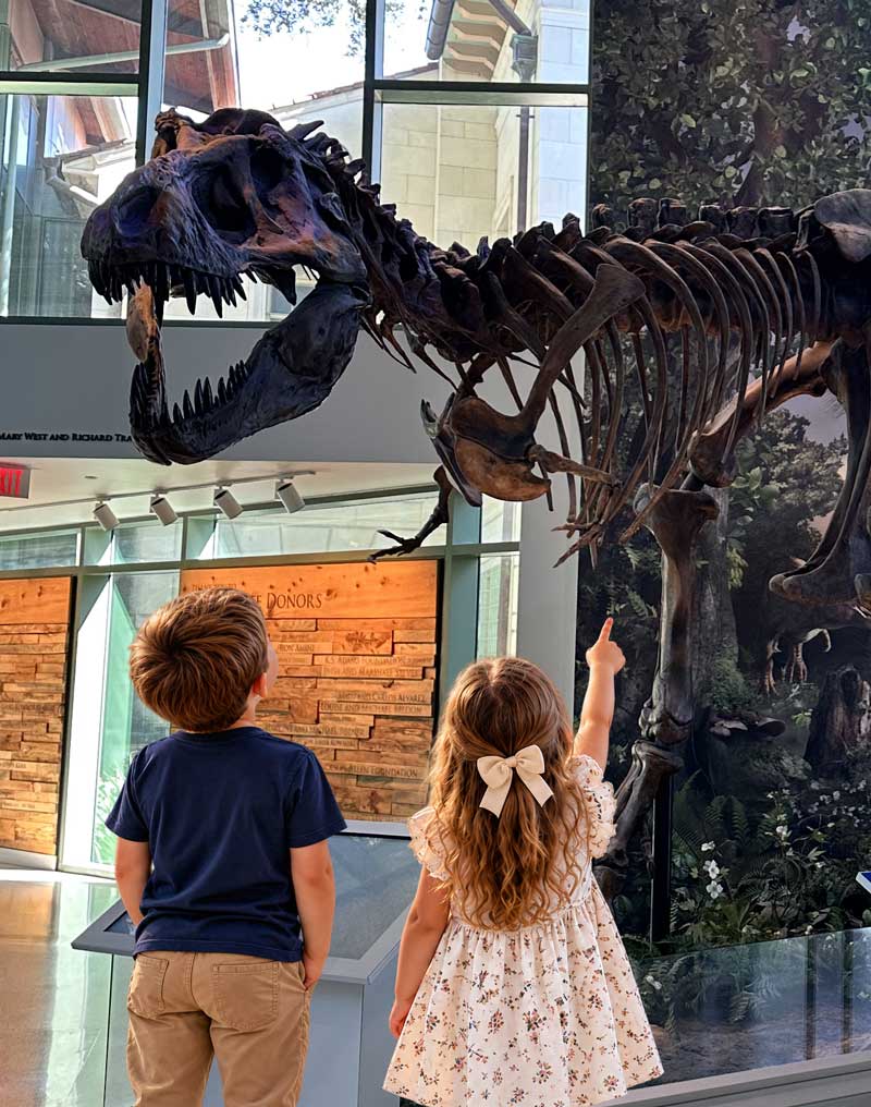 Children discovering the dinosaur exhibits at the Witte Museum